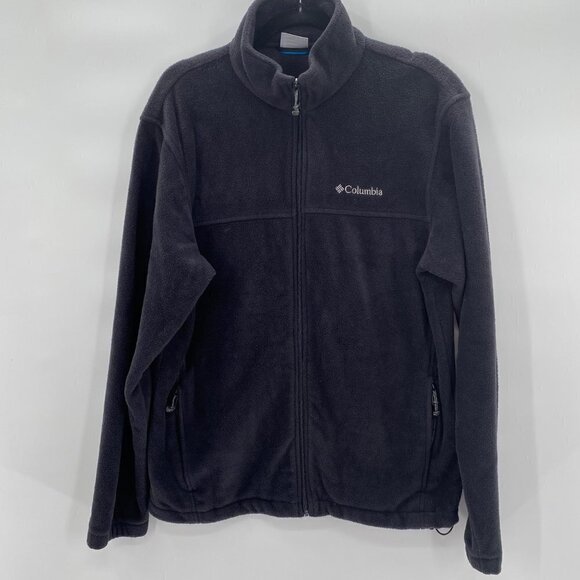 Columbia Black Full Zip Fleece Jacket Men’s Size L - Picture 1 of 8